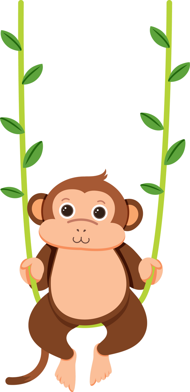 Monkey Hanging on Liana