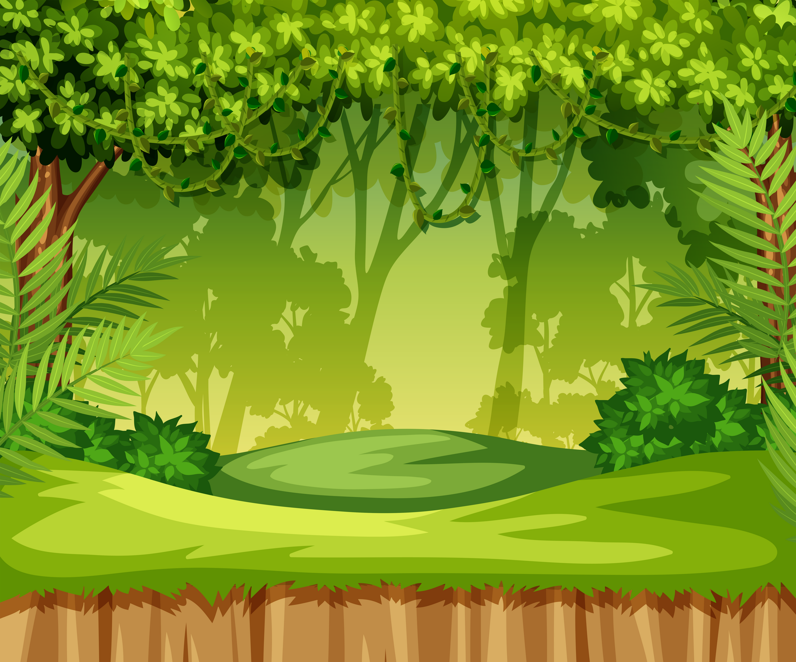 Green jungle landscape scene